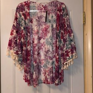 Pure lace and fringe! L/XL cover top in light lace